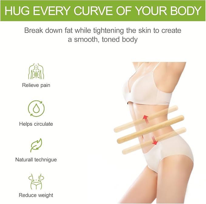 4PCS Solid Bamboo Massage Sticks & Guasha Set with Roller/Stick - 100% Bamboo Therapy Tools for Neck/Arm/Back/Legs/Full Body, Deep Tissue Massage, Muscle Relaxation, Body Shaping, Fatigue Relief