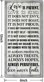 1 Corinthians 13:4-8 Inspirational Hanging Wood Decor Sign, Printed Wood Sign, Love is Patient, Love is Kind Quote, Hanging Bible Verses Woods Wall Signs, Rustic Home Decor Signs, Christian Gift J1