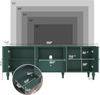 ARTPOWER 67'' Mid-Century Modern TV Stand with Storage Drawer and Doors, Long TV Stand with Adjustable Shelves for 75 Inch TV for Living Room, Bedroom, Green