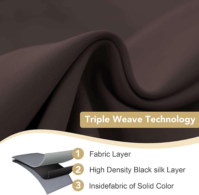 H.VERSAILTEX Brown Blackout Curtains 2 Panels Room Darkening Curtains Window Panel Drapes Kitchen Curtains- (Chocolate Brown Color)- 52 inch Wide by 84 inch Long Solid Pattern, Grommet Top