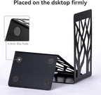 Metal Bookends Black 6 Pair - Heavy Duty Book Stoppers for Shelves - Decorative Book Ends