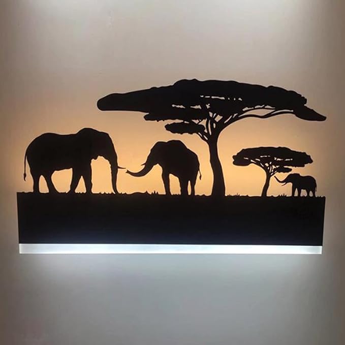 LED Wall Sconce Lamp Indoor Wall Mounted Light Up and Down Rustic Wall Light Animal Wall Lamp for Farmhouse Living Room Bedroom Cabinet Porch, 12W (Elephant)