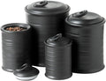 Nihow Food Storage Jar Sets: Ceramic Container with Air Tight Lid for Flour/Sugar/Rice/Coffee/Cookies/Candy - Seal Damp-proof Canister for The Kitchen Counter - Set of 4 （Matte Black）