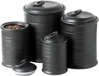Nihow Food Storage Jar Sets: Ceramic Container with Air Tight Lid for Flour/Sugar/Rice/Coffee/Cookies/Candy - Seal Damp-proof Canister for The Kitchen Counter - Set of 4 （Matte Black）