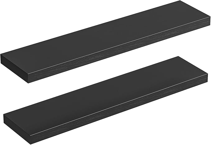 HOOBRO Floating Shelves for Wall, Wall Mounted Shelf Set of 2, 39.4" Hanging Shelf with Invisible Brackets, for Wall in Bathroom, Bedroom, Toilet, Kitchen, Livingroom, Office, Black BK100BJP201