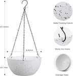 8 inch Hanging Planters for Small Indoor Outdoor Plants, 2 Pack Hanging Flower Pots with Drainage Holes and Chain for Garden Porch, Plastic Hanging Baskets for House Plants, Speckled White