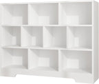 Book Shelf Set of 2, 10 Cubes Storage Organizer, 3-Tier Open Shelf Wooden Bookcase, Freestanding White Bookshelf Cube Shelf for Bedroom, Living Room, Home Office