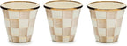 MACKENZIE-CHILDS Enamel Herb Pots, Small Plant Pots for Herbs or Flowers, Set of 3, Brown-and-White Mocha Check