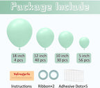 130pcs Mint Green Balloons Different Sizes 18" 12" 10" 5" Pastel Light Green Balloons for Boys Girls Birthday Baby Shower Gender Reveal Wedding Decorations