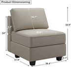 Belffin Modular Sofa Middle Module with Storage Accent Armless Chair for Modular Sectional Sofa Couch Velvet Grey