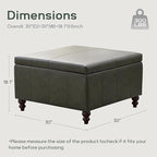 HUIMO Square Leather Storage Ottoman,Ottoman Coffee Table with Storage for Living Room (Vintagegreen)