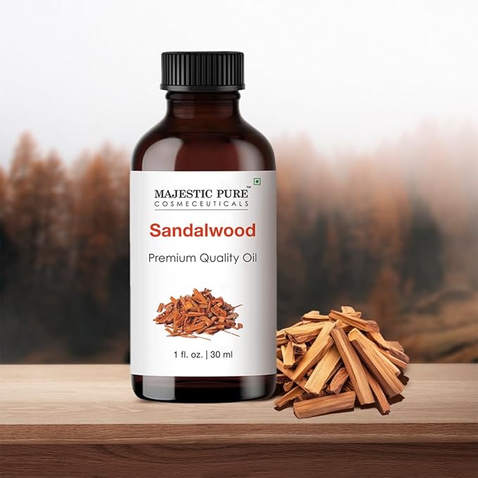 Majestic Pure Sandalwood Essential Oil with Glass Dropper - 1 Fl Oz - 100% Pure and Natural Sandalwood Oil - Premium Grade Essential Oils for Diffuser, Aromatherapy, Soap and Candle Making