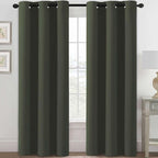 H.VERSAILTEX Blackout Curtains for Bedroom Thermal Insulated Room Darkening Living Room Curtains 84 Inch Long Grommet Privacy Protection Window Curtain Panels/Drapes for Nursery, 2 Panels, Olive