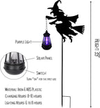 Fairy Garden Accessories Lawn Ornaments 1 Pair - Solar Lights Halloween Decorations Outdoor Garden Statue, Metal Stakes Decorative Figurines for Yard Decor, Patio (Witch)