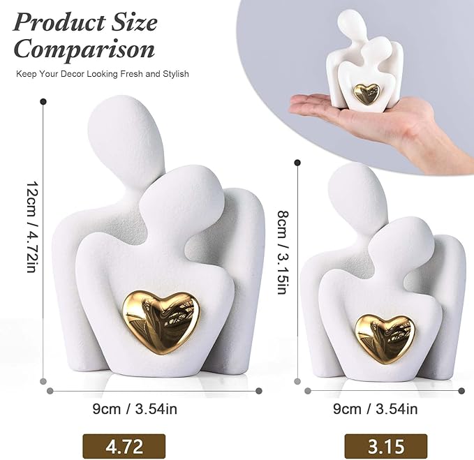 XMGZQ Mini Couple Statue Tv Stand Decor Items for Living Room Home Decor,Bedroom Decor for Couples Sculpture for Anniversary Wedding,Love Gifts for Couples 2025,Knick Knacks for Shelves