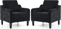 VINGLI Living Room Chairs Set of 2, Black Accent Chair 5.5" Thick Seat Cushion Comfy Chair Soft Chenille Side Chair Upholstered Arm Chair for Bedroom, Play Room, Apartment, Office (Black)