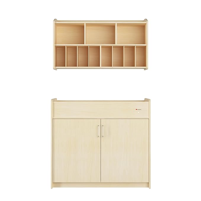 Foundations Wall-Mounted Diaper Organizer for Daycares, 3 Large & 8 Small Storage Compartments, Wood Construction, Maximum Durability