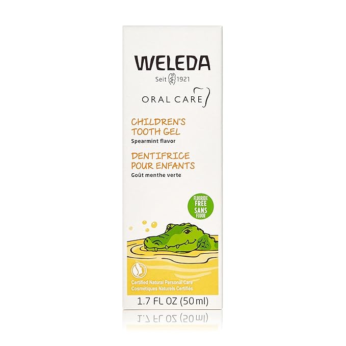 Weleda Oral Care Childrens Tooth Gel, 1.7 Fluid Ounce-2 pk,  Fluoride Free, Spearmint Flavor, Plant Rich Toothpaste with Calendula, Silica and Fennel