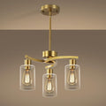 3-Light Gold Dining Room Chandeliers Over Table, Contemporary Kitchen Island Pendant Lighting, Industrial Hanging Light Fixture for Entryway Hallway Foyer Bedroom, Clear Glass Shade