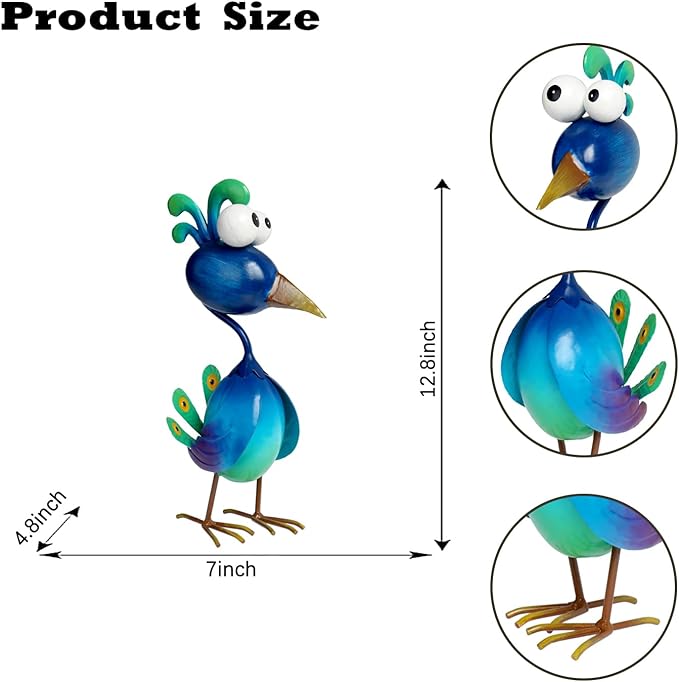 Kircust Peacock Decor Metal Yard Art Outdoor Statues Lawn Decorations Outside Garden Peacocks Decoration for Home