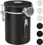 ShanSon Coffee Canister Airtight Coffee Container Stainless Steel Coffee Bean Storage Container with Scoop Coffee Canister for Beans Grounds Sugar Flour Tea Cereal,22OZ, Black