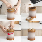 Nihow Ceramic Food Storage Jar Sets: Container with Air Tight Ceramic Lid for Flour/Sugar/Rice/Coffee/Cookies/Candy - Seal Damp-proof Canister for The Kitchen - Set of 4 (Gray)