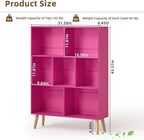 LEYAOYAO 7 Cube Bookshelf,3 Tier Book Shelf with Legs,Pink Modern Bookshelf,Large Freestanding Open Toy Modern Bookshelves,Display Bookcases Decor Furniture for Nursery
