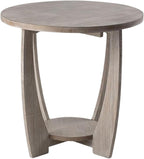 COZAYH Rustic Farmhouse Round End Table - Vintage Grey