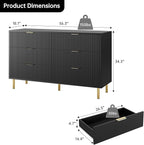 GAOMON 6 Drawer Dresser, Wood Chest of Drawers Organizer Storage with Gold Handle, Large Storage Cabinet, Modern Design Dresser for Bedroom, Living Room, Closet, Hallway, Entryway, Black