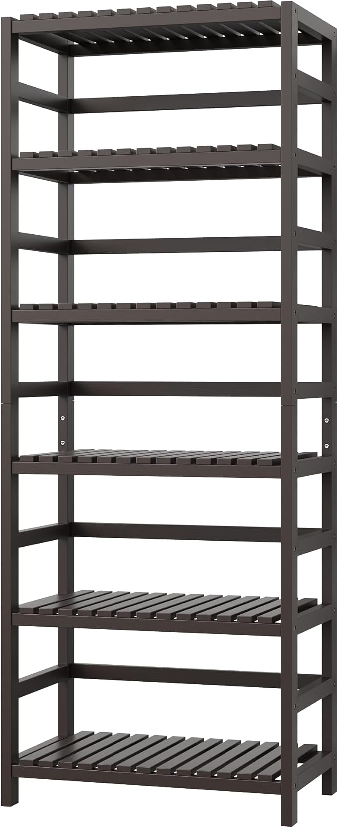 FOTOSOK 6-Tier Bamboo Shelf, Bamboo Bookcase with Adjustable Shelves, Free Standing Storage Shelf Unit, Plant Flower Stand for Kitchen, Bathroom, Home Office, Vintage