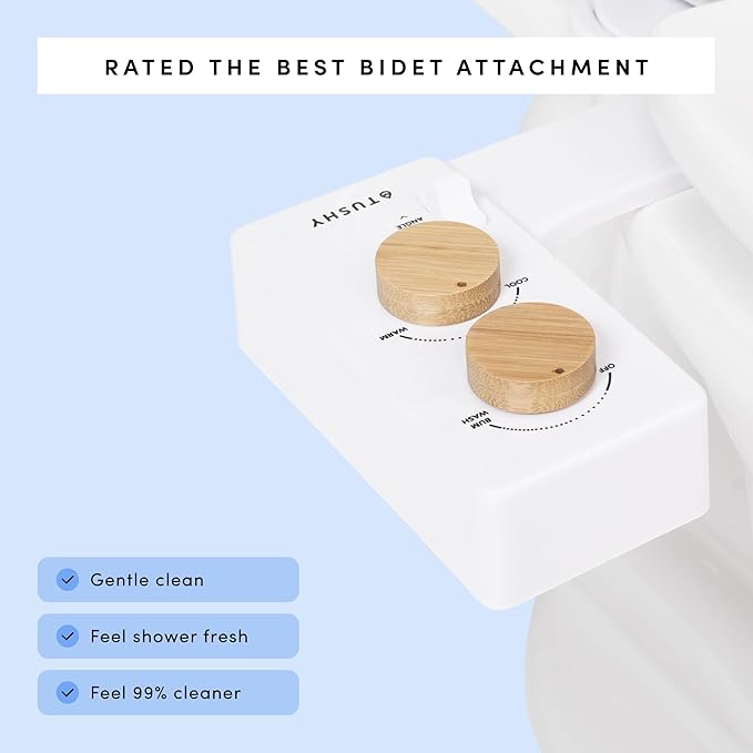 TUSHY Self-Cleaning Cool to Warm Water Bidet Attachment. Easy Universal DIY Install, No Plumber Required (Sink Connection Needed for Water Temperature Control), Bronze Knob