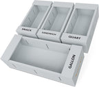 SpaceAid Bag Storage Organizer for Kitchen Drawer, Bamboo Organizer, Compatible with Gallon, Quart, Sandwich and Snack Variety Size Bag (4 Pack), Gray