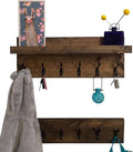Coat Rack with Shelf Wall Mounted with Storage (Choose Your Length) Towel Rack Entryway Organizer Key Hooks (16" L (4 Hooks) Set of 2)