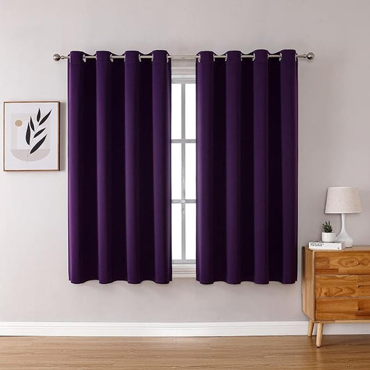 ChrisDowa Grommet Blackout Curtains for Bedroom and Living Room - 2 Panels Set Thermal Insulated Room Darkening Curtains (Royal Purple, 52W x 45L)