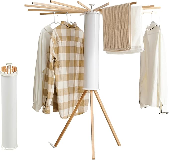 Clothes Drying Rack Tripod,Laundry Hanger Dryer Rack,Portable Drying Rack,Outdoor Clothes Rack-Drying Rack Clothing Laundry Bedroom Household Wooden-16rods