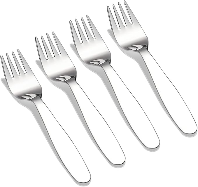 VANRA Premium 18/8 Stainless Steel Children's Cutlery - 5.8-inch Kids Dinner Forks, 4 Pieces Silverware Flatware Utensil Set for Home & School