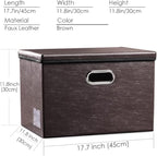 PRANDOM Large Stackable Storage Boxes with Lids [5-Pack] Leather Fabric Foldable Storage Bins Organizer Containers Baskets Cubes with Cover for Bedroom Closet Office Nursery Brown(17.7x11.8x11.8)