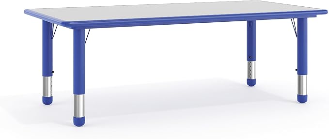 Flash Furniture Wren Adjustable Classroom Activity Table for School and Home, Plastic Activity Table for Kids, 23.625" W x 47.25" L, Gray/Blue