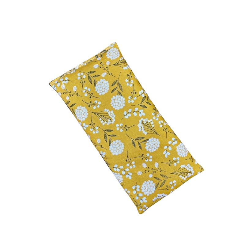Large Microwave Heating Pad with Flax Seed, Scented or Unscented, Good For Back Pain or Cramps, Moist Heat Therapy or Ice Pack, Microwavable Bean Bag, 6" x 12" (Mustard Floral, Peppermint)