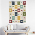 ICMOLYYENLO Boho Medieval Cat Tapestry, Abstract Atomic Starburst Geometric Aesthetic Art Wall Hanging For Bedroom Living Room Dormitory 60x60 Inches