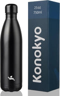 Insulated Water Bottles,25 oz Double Wall Stainless Steel Vacumm Metal Flask for Sports Travel,Midnight Black