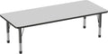 FDP Rectangle Activity School and Classroom Kids Table (30 x 72 inch), Chunky Toddler Leg, Adjustable Height 15-24 inches - Gray Top and Black Edge
