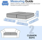 Couch Cushion Covers Individual Large Super Stretch Chenille (Softer Version) Sofa Cushion Covers, Couch Seat Covers Couch Slipcovers Furniture Protector (2 Piece, Light Grey)