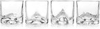 The Peaks Heavy Crystal Whiskey Glasses Gift Set of 4, Thick Freezable Bourbon Glass 1lb Each, Premium Whiskey Gifts for Men, Frozen Crystal Chills Cocktails, 10 oz