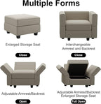Belffin Modular Sectional Arm Chair Accent Chair with Storage Seat Single Club Chair for Apartment Velvet Grey