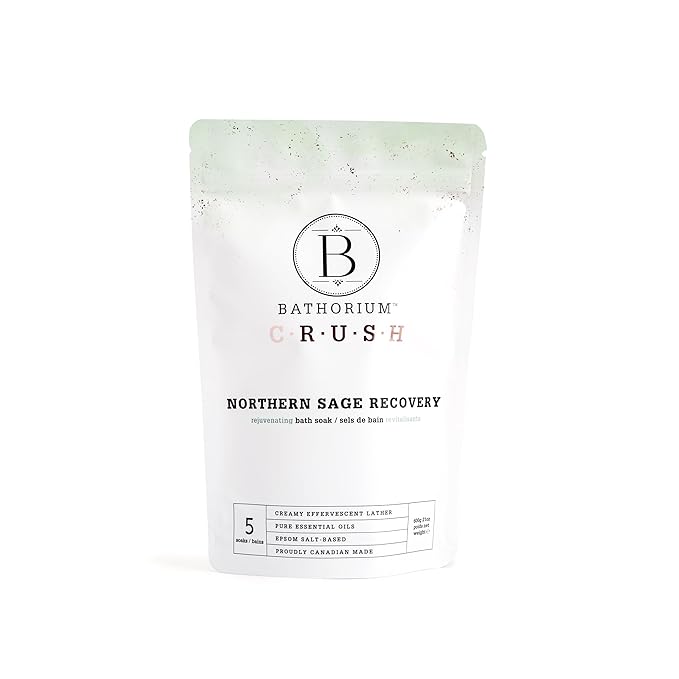 Bathorium Northern Sage Recovery Crush, Revitalizing Bath Soak, Dead Sea & Epsom Salt, Sage, Pine, Eucalyptus, pH-Balanced for Women, 5+ Baths, 21 oz