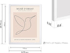 Poster Master Vintage Poster - Retro One Line Hummingbird Drawing Print - Bird Line Art - Minimal Gift for Him, Her, Animal Lover - Abstract Decor for Home, Office, 8x10 White Framed