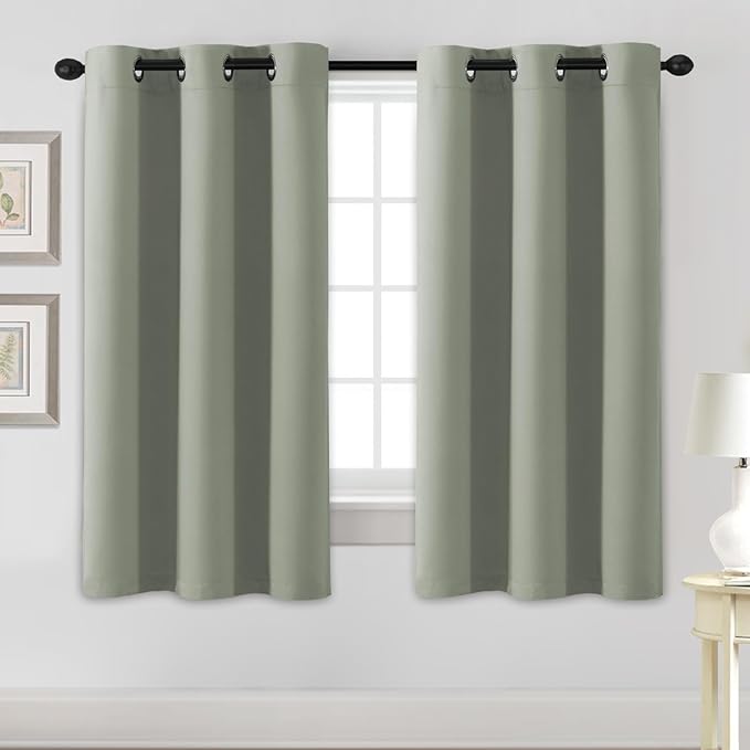 H.VERSAILTEX Blackout Curtains for Bedroom Thermal Insulated Room Darkening Living Room Curtains 63 Inch Long Grommet Privacy Protection Window Curtain Panels/Drapes for Nursery,2 Panels,Light Sage
