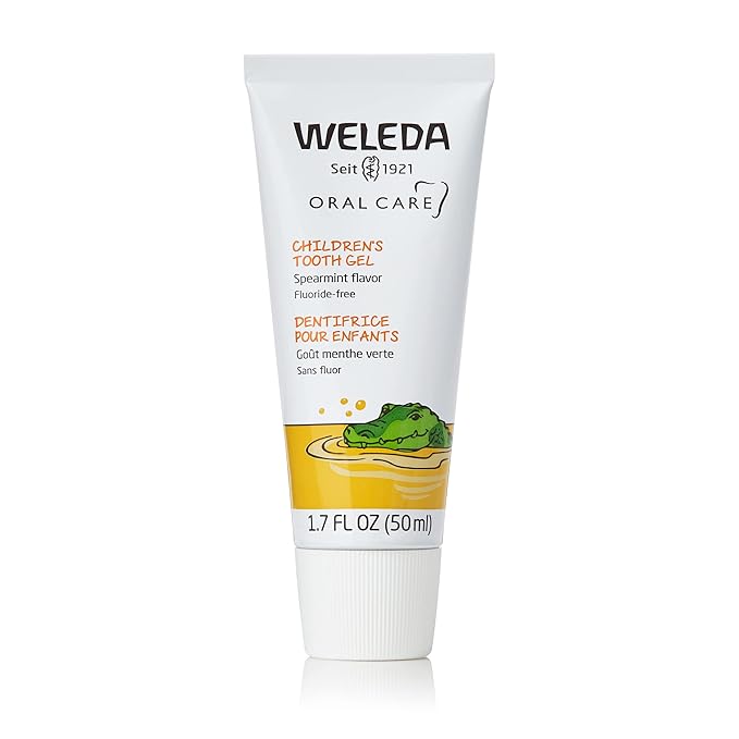 Weleda Oral Care Childrens Tooth Gel, 1.7 Fluid Ounce-2 pk,  Fluoride Free, Spearmint Flavor, Plant Rich Toothpaste with Calendula, Silica and Fennel