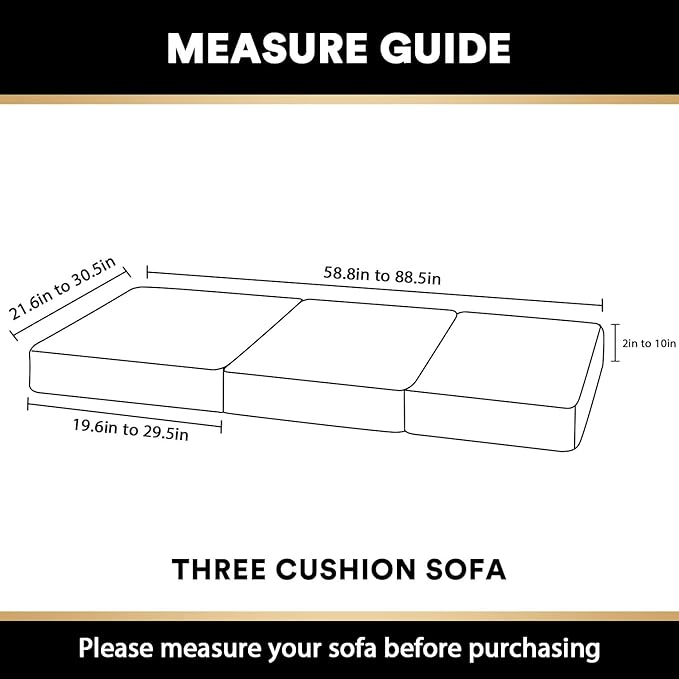 PrinceDeco Super Soft Couch Cushion Covers for Sectional Couch, Velvet Sofa Slipcover for Cushion Sofa pet Friendly with Elastic Bottom(Each Width Up to 29.5", Camel)